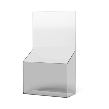 blank brochure holder  isolated on a white backgroundの写真素材