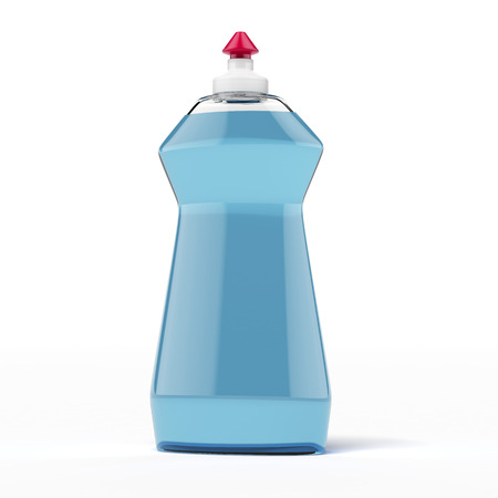 blue cleaner bottle  isolated on a white backgroundの写真素材
