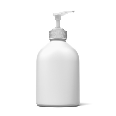 white plastic bottle  isolated on a white backgroundの写真素材