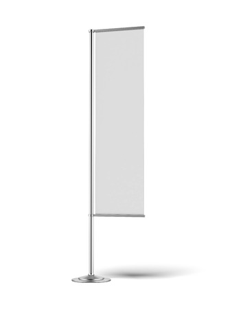 Blank banner flag isolated on a white backgroundの写真素材