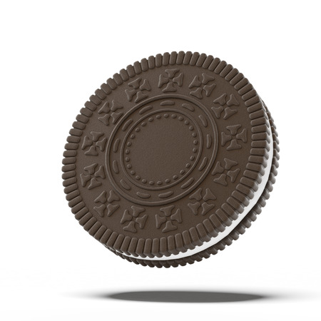 chocolate cookie isolated on a white backgroundの写真素材