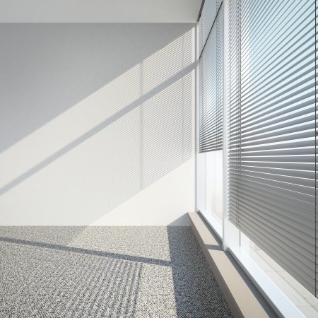 white empty interior with blinds  3d renderの写真素材