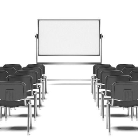 Black chairs and board isolated on a white backgroundの写真素材