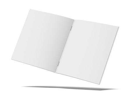 Blank folded flyer  isolated on a white backgroundの写真素材
