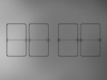 Flip clock isolated on blackの写真素材