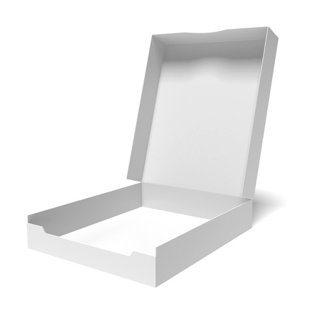 opened package isolated on whiteの写真素材