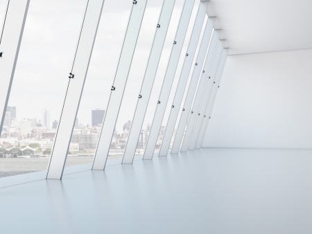 Long white interior. 3d renderの写真素材