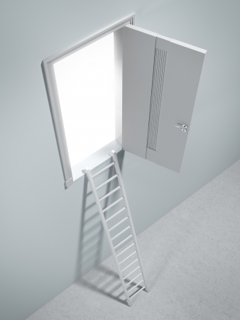 Ladder to the door. 3d renderの写真素材