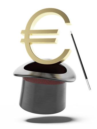 Sign of euro in a cylinder isolated on a white background. 3d renderの写真素材