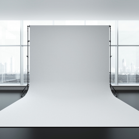 White backdrop in room. 3d renderの写真素材