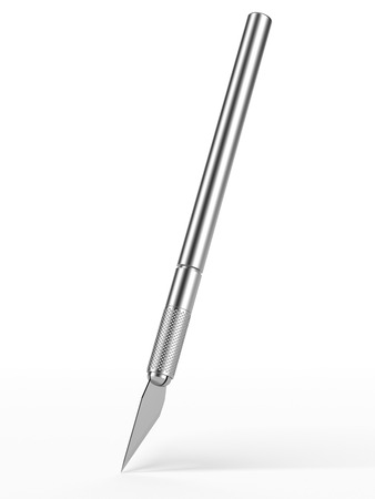 Metal Scalpel  isolated on a white background. 3d renderの写真素材
