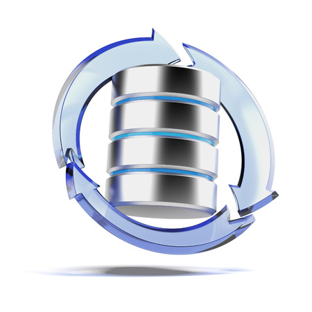 Backup Concept with Database isolated on a white background. 3d renderの写真素材
