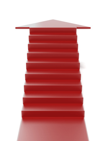 Red arrow as staircase  isolated on a white background. 3d renderの写真素材