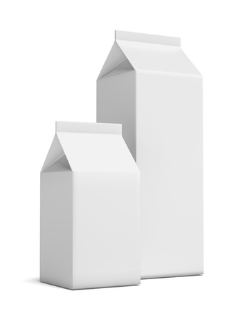 Two Milk Carton Packages  isolated on a white background. 3d renderの写真素材