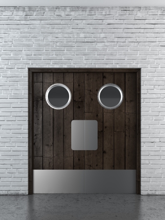 wooden swing doors. 3d renderの写真素材