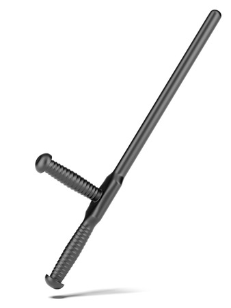 Black  tonfa  isolated on a white background. 3d render