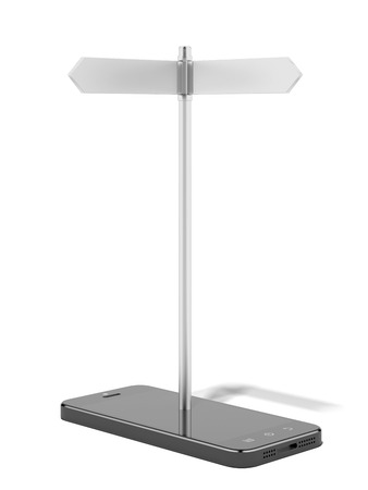 smartphone with blank white signs  isolated on a white background. 3d renderの写真素材