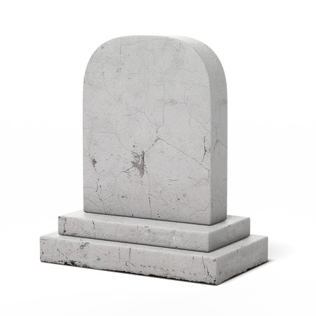 Blank gravestone  isolated on a white background. 3d renderの写真素材