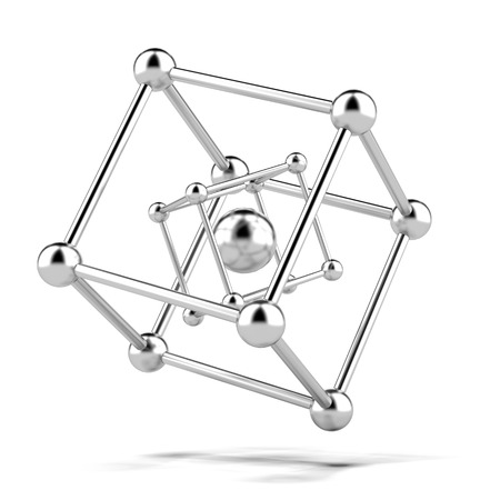 metallic molecule structure isolated on a white background. 3d renderの写真素材