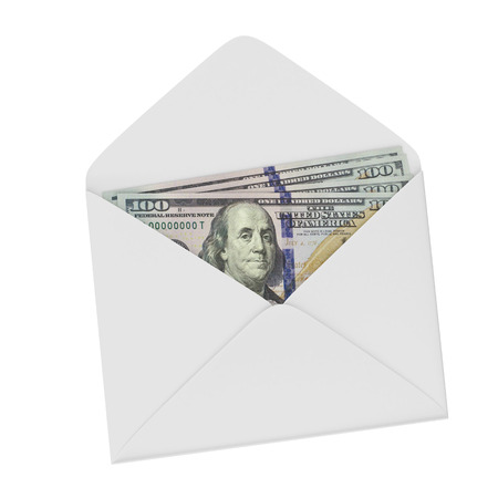 envelope with dollars isolated on a white background. 3d renderの写真素材