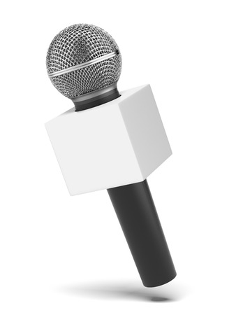microphone with copy space box  isolated on a white . 3d renderの写真素材