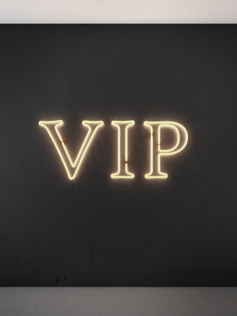 yellow Neon VIP sign. 3d renderの写真素材