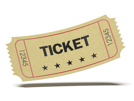 Retro cinema ticket isolated on a white background. 3d renderの写真素材