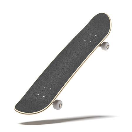 Black skateboard isolated on a white background. 3d renderの写真素材
