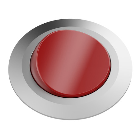 Red button isolated on a white background. 3d render