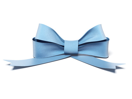 blue ribbon with bow isolated on a white background. 3d renderの写真素材