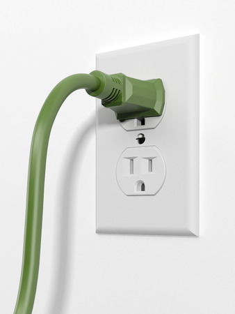 green us style plug with socket  isolated on a white background. 3d renderの写真素材