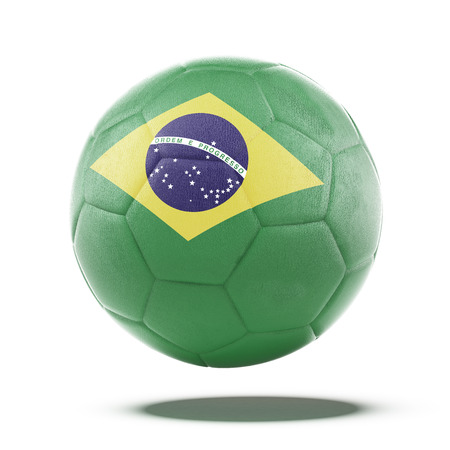 Soccer ball with Brazilian flag isolated on a white background. 3d renderの写真素材