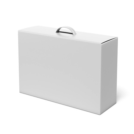 White box with handle isolated on a white background. 3d renderの写真素材