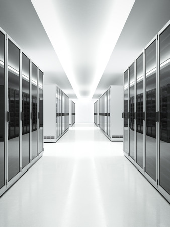 White interior of Data Center. 3d render