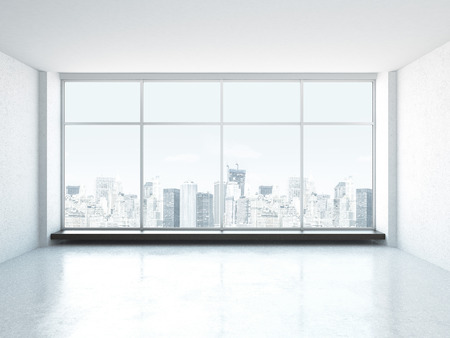 White empty interior with window. 3d renderの写真素材