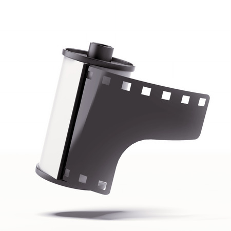 Camera film roll isolated on a white background. 3d renderの写真素材