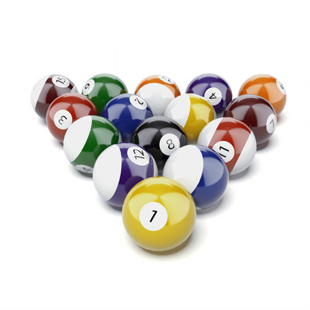 Billiard balls  isolated on a white background. 3d renderの写真素材