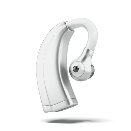 Hearing aid isolated on a white background. 3d renderの写真素材