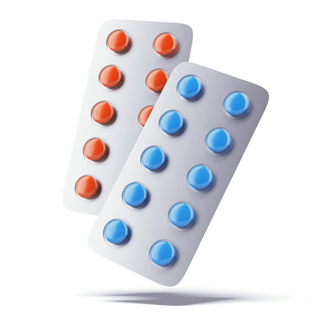 Two blister pack with pills isolated on a white background. 3d renderの写真素材