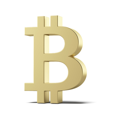 Bitcoin currency sign isolated on a white background. 3d renderの写真素材