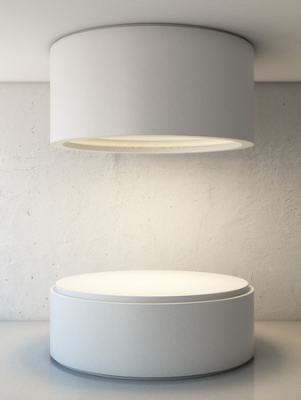  room with podium and warm light. 3d renderの写真素材