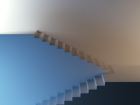 white stairs with night lighting. 3d renderの写真素材