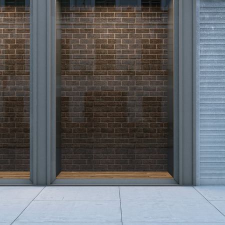 Empty storefront with brickwallの写真素材