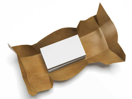 Business cards in crumpled paper