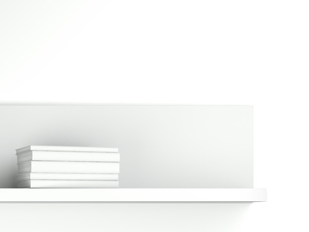 shelf with white booksの写真素材