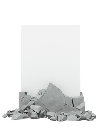 Broken concrete with paperの写真素材