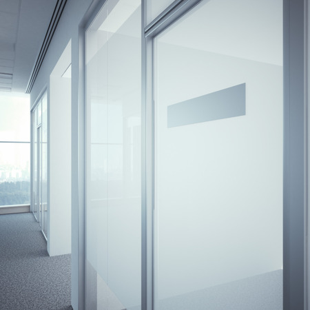 office door with metal nameplateの写真素材