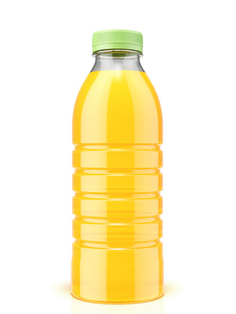 Plastic bottle of orange juiceの写真素材