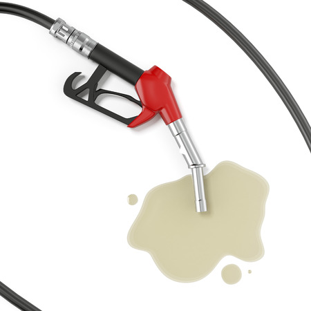 Red gasoline pump with oilの写真素材