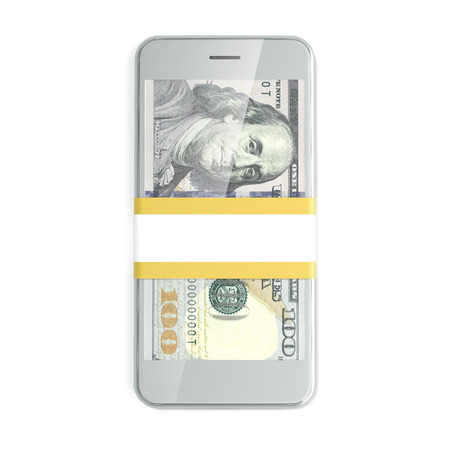 Dollars inside smart phoneの写真素材